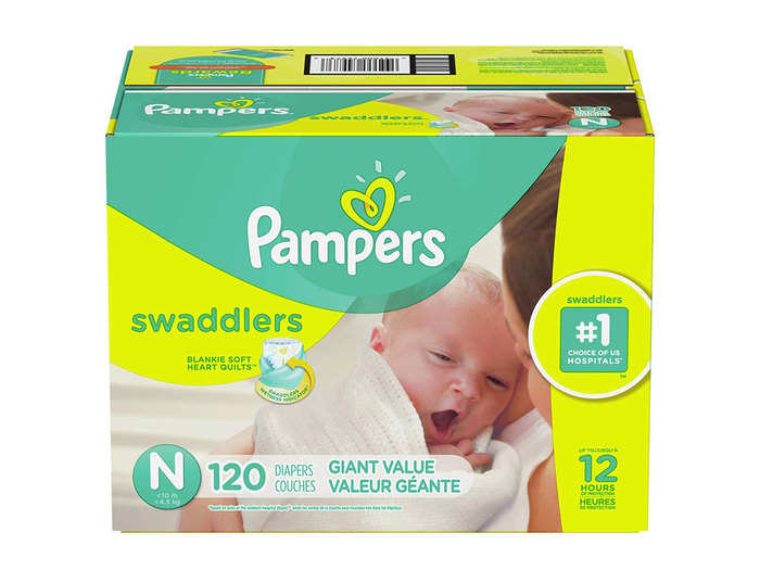 A value pack of newborn disposable diapers