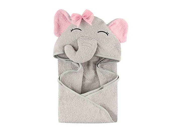 An adorable hooded elephant towel for bath time