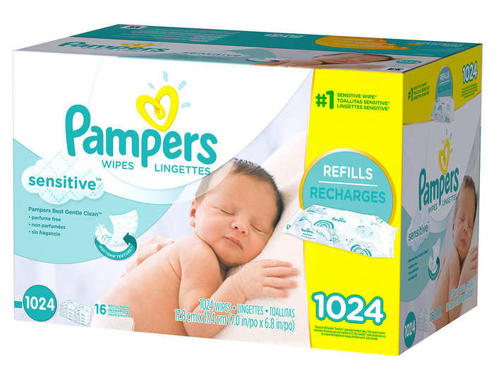 A bunch of gentle, water-based diaper wipes