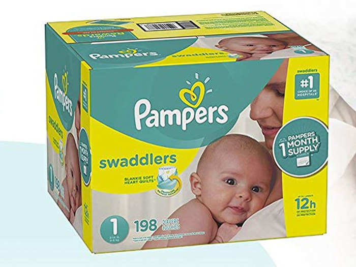 A one-month supply of diapers