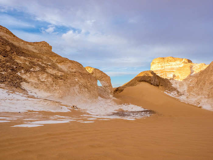 The White Desert is made up of calcium rock formations that have been shaped by hundreds of years of sandstorms