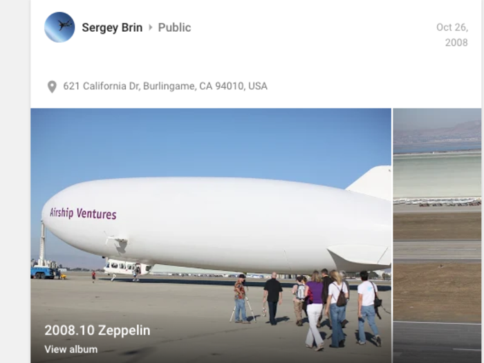 Sergey Brin had lots of pictures of a trip he took on a Zeppelin.