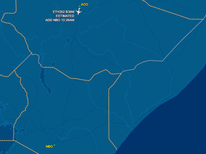 The flight lifted off at 8:38 a.m. and headed toward Jomo Kenyatta International Airport in Nairobi, Kenya.