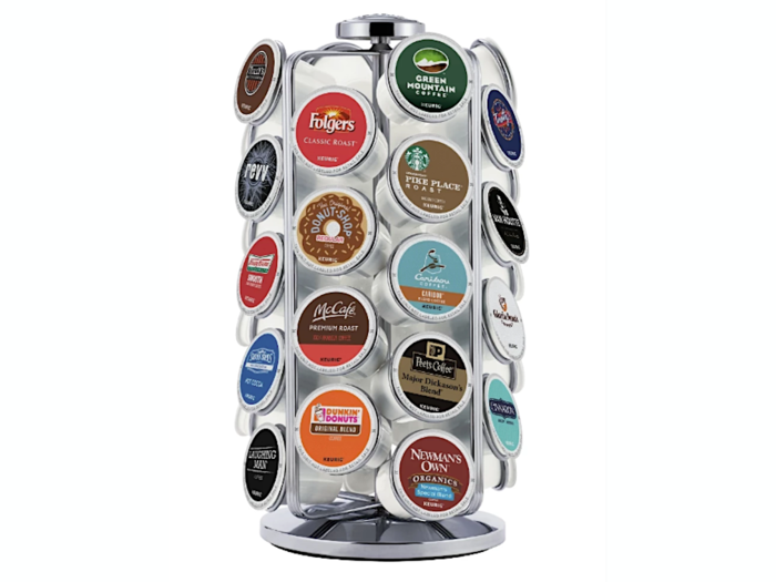 A K-cup organizer for easy access to your morning joe