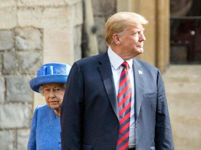 President Donald Trump was accused of committing several royal faux-pas during his summer 2018 visit to England — including being late to meet the queen at Windsor Castle, walking in front of her, shaking her hand instead of bowing, and turning his back to her.