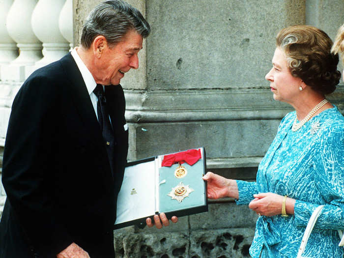 In 1989, the queen granted Reagan honorary knighthood — the highest distinction the United Kingdom awards foreigners — in recognition of Reagan