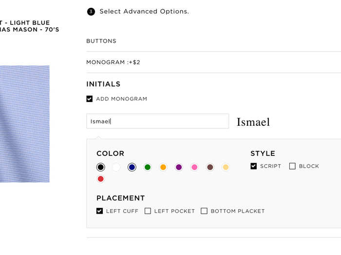 4. Make it premium and personal: Add upgraded buttons and monograms.