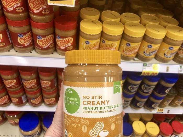 Organic creamy peanut butter: $0.40 cheaper at Kroger