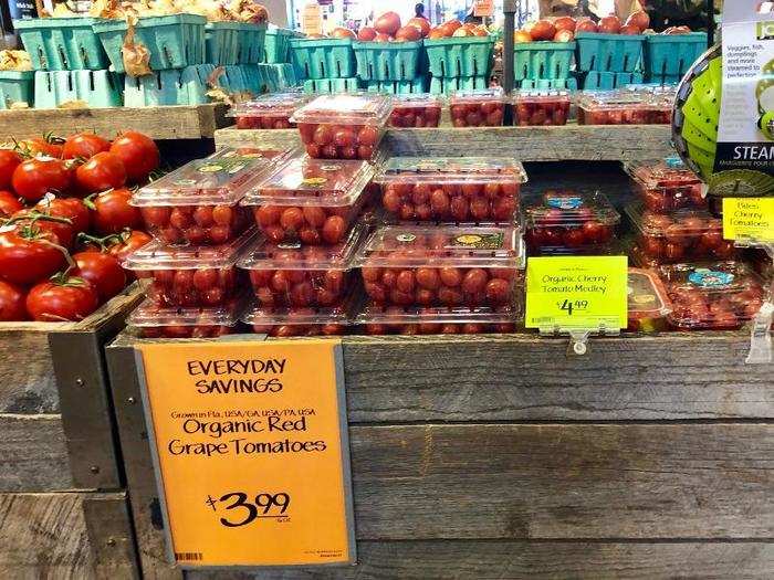 Organic grape tomatoes: $0.79 cheaper at Whole Foods