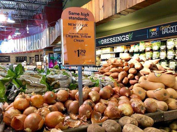 Organic yellow onions: same price at $1.29 per pound