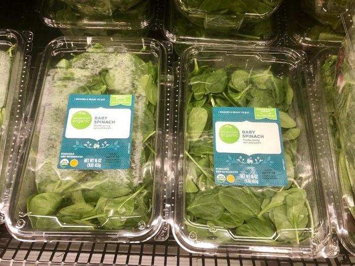 Organic baby spinach: same price at $4.99