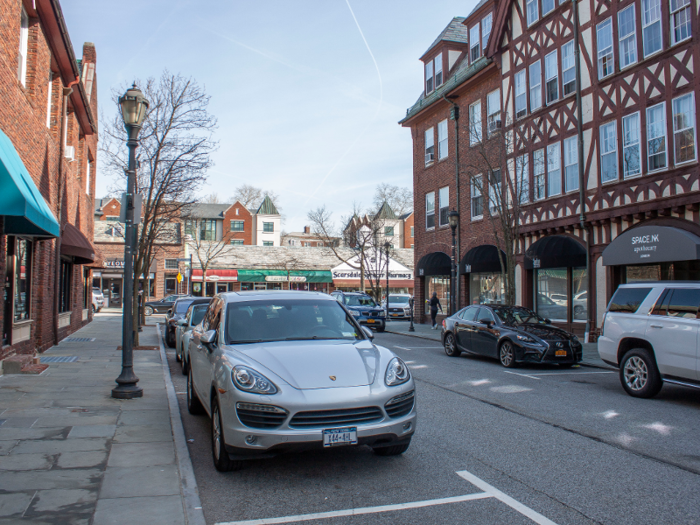 The streets were calm and quiet on a weekday morning, with not many people walking around.