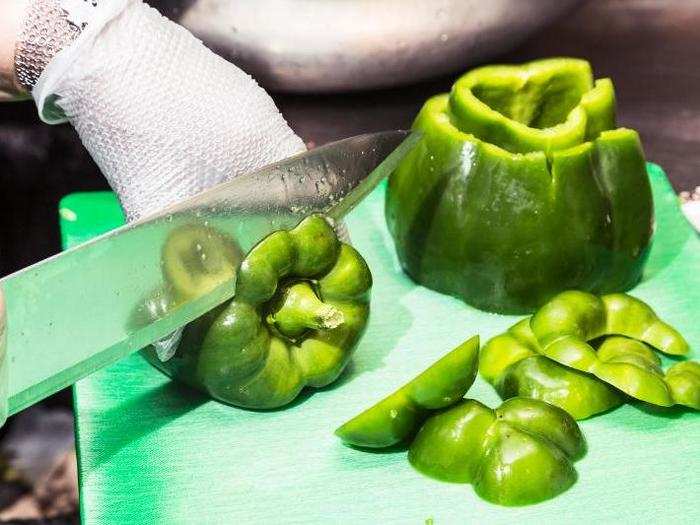 These employees get to hone culinary tricks like knife skills that are necessary for working in any kitchen. Cutting peppers efficiently is harder than it looks, folks.