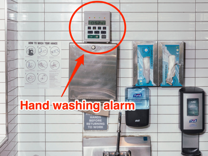 Employees at Chipotle are required to wash their hands every hour on the hour. To help keep everyone on track, there is a timer that goes off on the top of every hour that sets off a succession of short beeps.