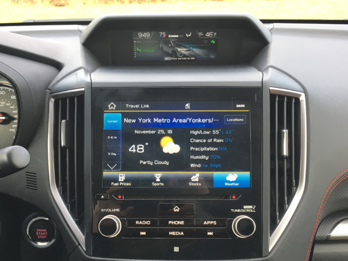 Features include satellite radio, weather data, roadside assistance alert, and Wi-Fi hotspot capability.