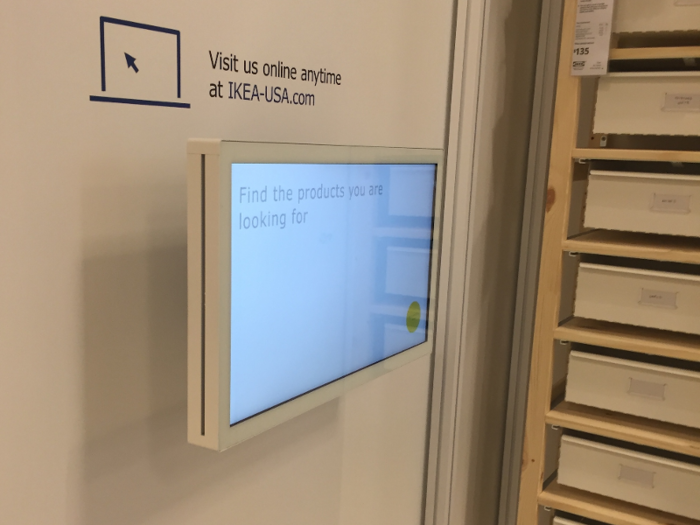 The studio was dotted with touch screens, allowing customers to look up different Ikea products.