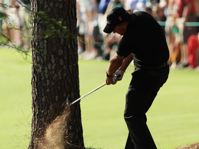 No. 13: Azalea — Phil Mickelson goes through the trees (2010)