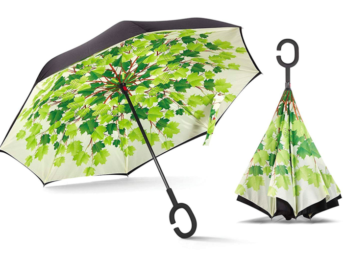 An eye-catching umbrella that opens the opposite way so you don