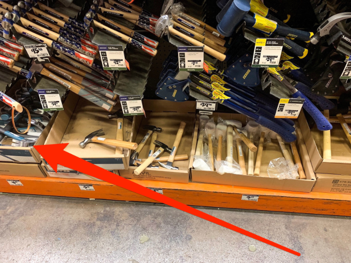 We looked for a similar general-purpose fiberglass handle option and found one on the bottom shelf for $6.97, which was a bit more expensive than the one at Lowe