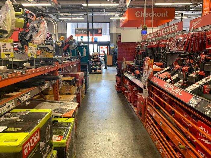 Stepping into Home Depot, the store felt a little grittier, with no-nonsense orange detailing.