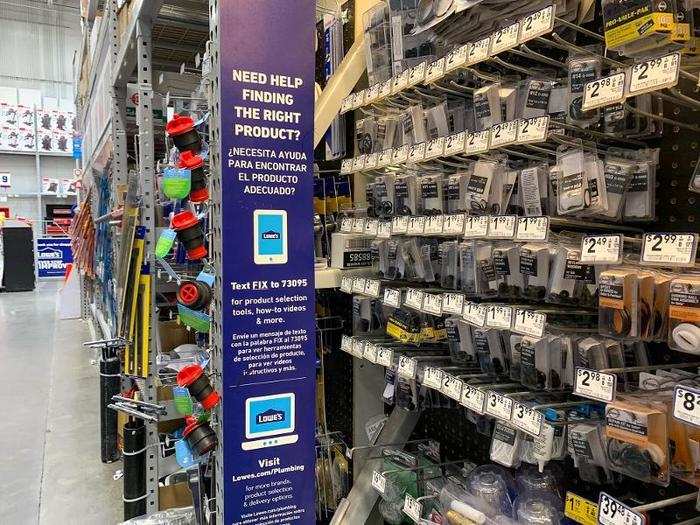 There were signs posted around the store for customers with questions. One even advertised an app that you could download to help you find a product you