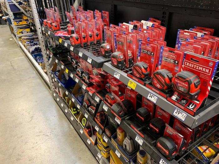 The selection of tape measures was equally as overwhelming as the hammer section.