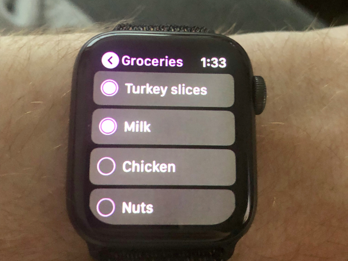 You can use the Apple Watch to view your grocery items and cross them off.