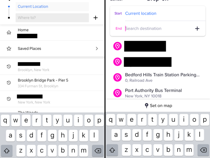 When choosing your destination, both apps give you options to save your home and work addresses for easy access. However, Uber lets you have additional "saved places," in case there