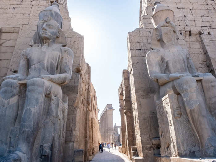 The temple was primarily built by pharaohs Amenhotep III and Ramesses II. Ramesses II is depicted in two giant statues that flank the entrance to the temple.