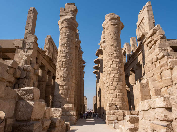 The main feature of the temple complex is the hypostyle hall, a series of a 134 70-foot and 40-foot columns that are absolutely massive. It covers an area of 54,000 square feet.