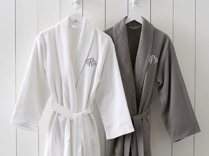 A monogrammed spa robe