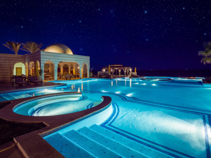 Visitors have multiple luxury resort options to stay at on the coast. The Oberoi at Sahl Hasheesh consists of spacious bungalows inspired by traditional Arabian architecture. Here, a royal suite with private pool averages $777 a night.