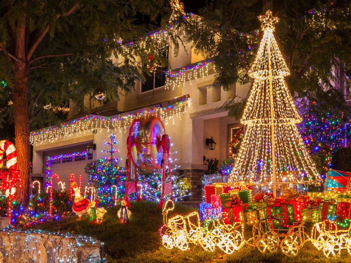 A woman displayed her résumé in Christmas lights