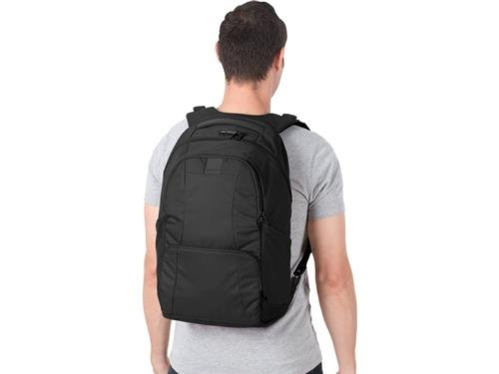 An anti-theft backpack with RFID-blocking compartments