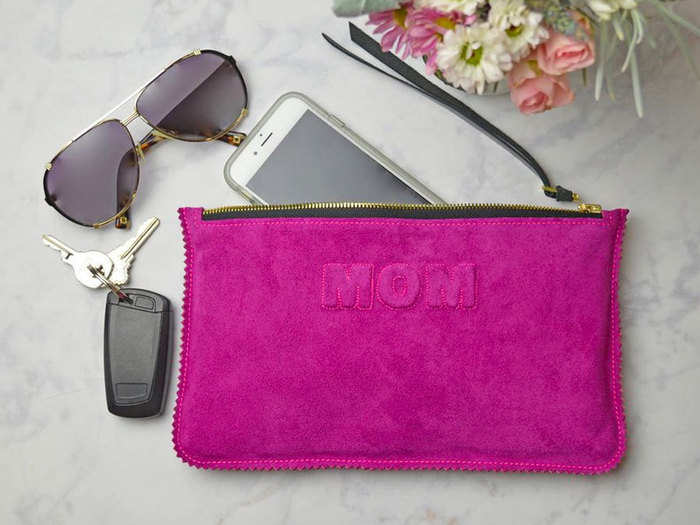 A bright suede clutch