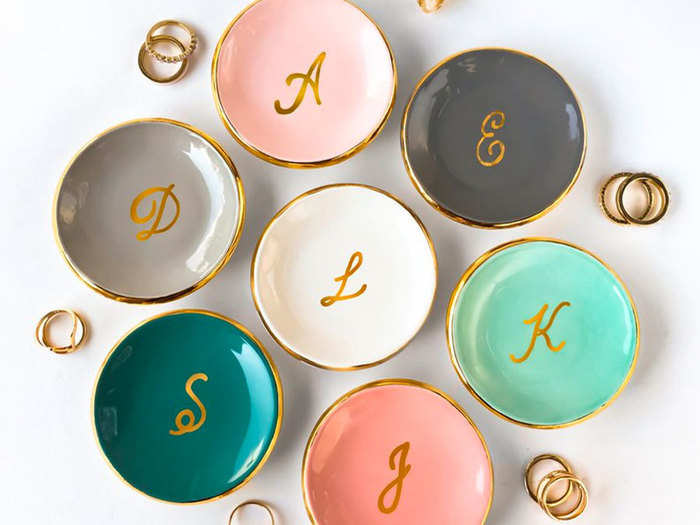 A monogrammed ring dish