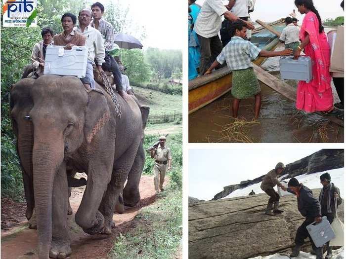 Election Commission deployed boats, planes, camels as well as elephants to ensure high voter turnout in remote areas.