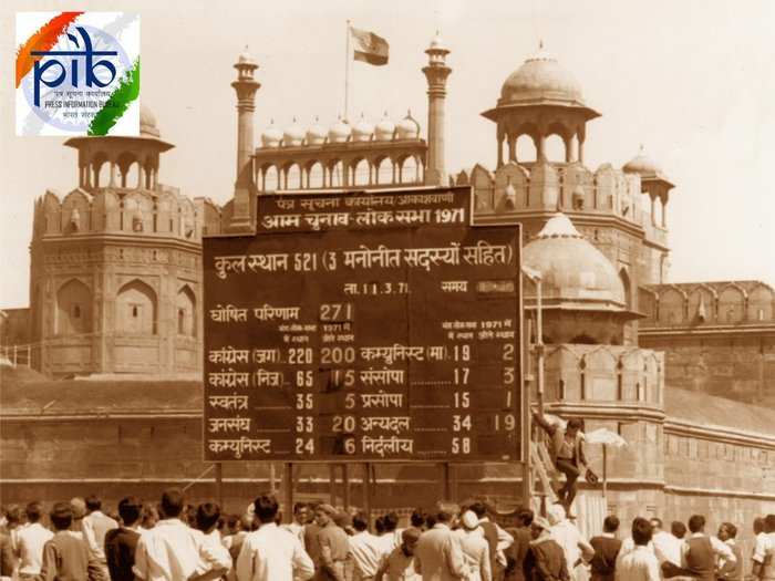 Since there were no news channels , the results were displayed outside Red Fort in New Delhi.