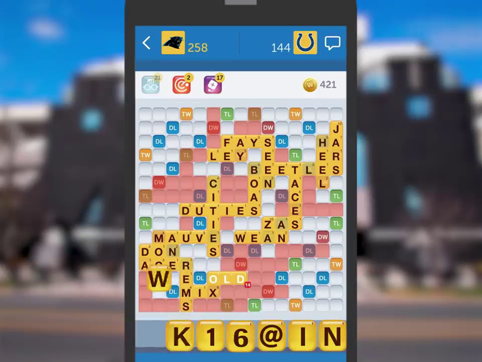 Week 16: "Words with Friends" versus the Indianapolis Colts