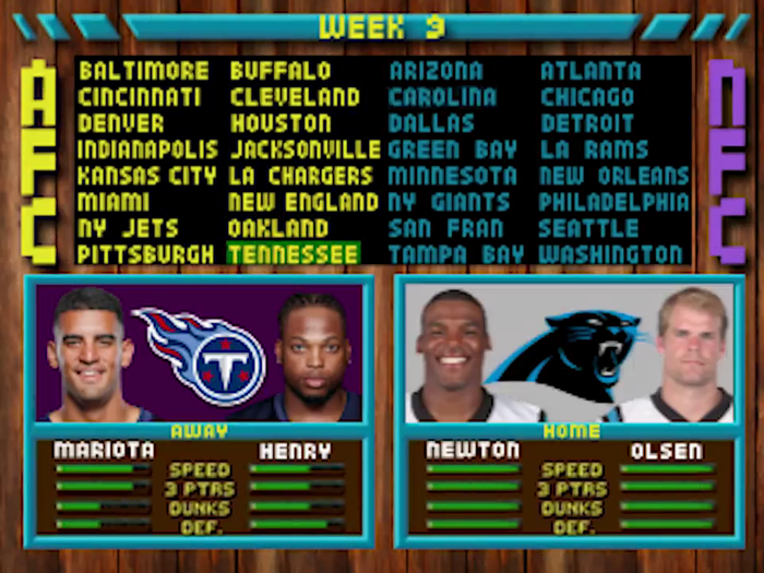 Week 9: "NBA Jam" versus the Tennessee Titans