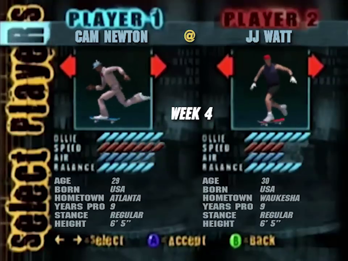 Week 4: "Tony Hawk Pro Skater" versus the Houston Texans