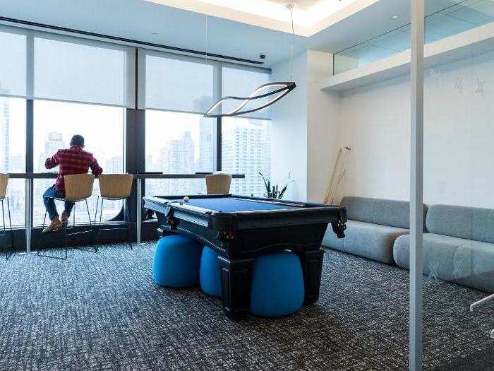 Any employee lounge that includes a pool table sits on the 16th floor.