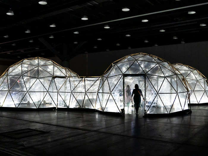 The conference features a number of immersive experiences, like these pollution pods, which simulate the air quality in major cities.