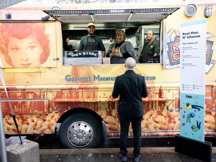 There are also food trucks stationed outside, which offer selections like plant-based Buddha bowls, tacos, and macaroni and cheese.