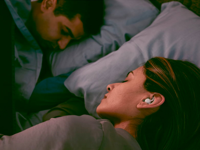 Wireless earbuds to help her sleep