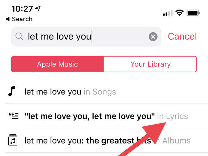 You can look up a song by its lyrics in Apple Music.