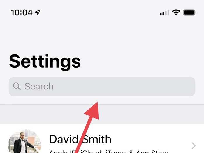 Similarly, you can swipe from the top of the Settings app to search through its lengthy contents.