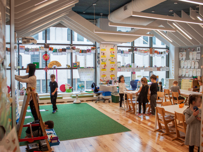 The classrooms in the Early Learning Center feature floor-to-ceiling windows.