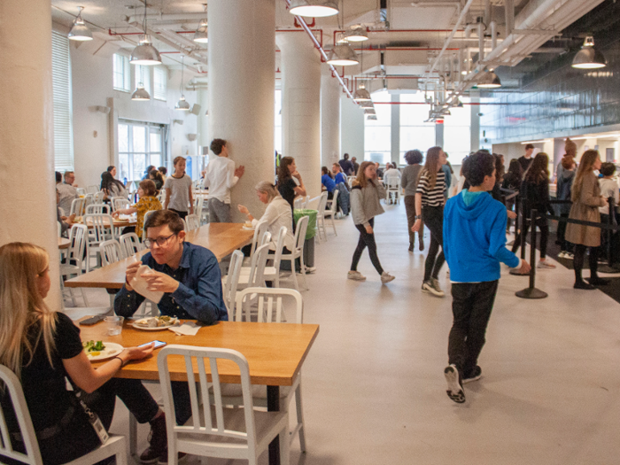 The cafeteria was huge and filled with light from the windows overlooking the High Line park.