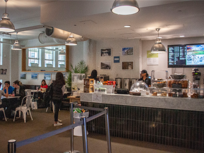 Near the front entrance of the school is Restore, a café where students can grab breakfast, lunch, snacks, pastries and sweets, and hot and cold beverages throughout the school day.